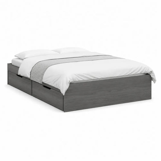 Stauraumbett Doppelbett MDF Holzwerkstoff Grau mit Schubladen 160 x 200 cm