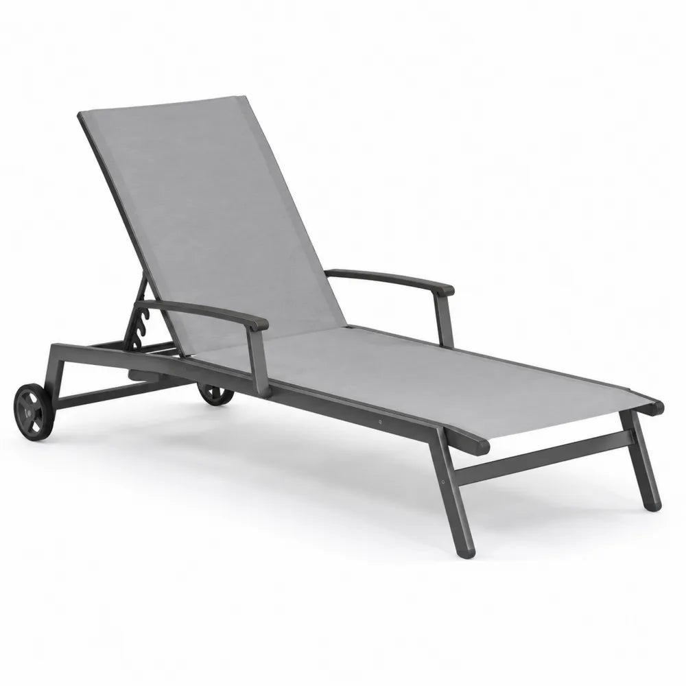 Gartenliege Sonnenliege verstellbar 200 x 65 x 35 cm Aluminium Textilene Grau