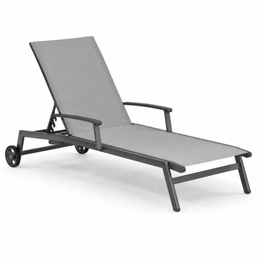 Gartenliege Sonnenliege verstellbar 200 x 65 x 35 cm Aluminium Textilene Grau