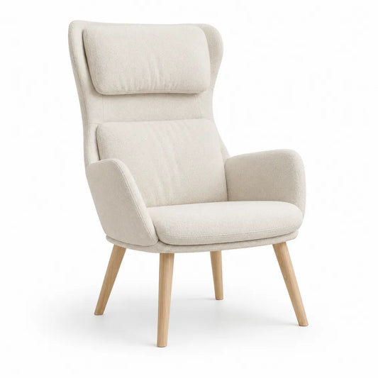 Polstersessel 75 x 85 x 100 cm Polyesterbezug mit Armlehnen Holzbeine Beige