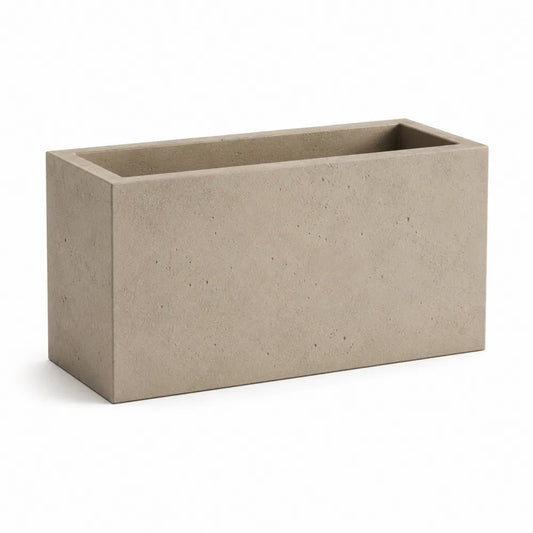 Pflanzgefäß rechteckig 80 x 30 x 30 cm Fiberglas Betonoptik Beige