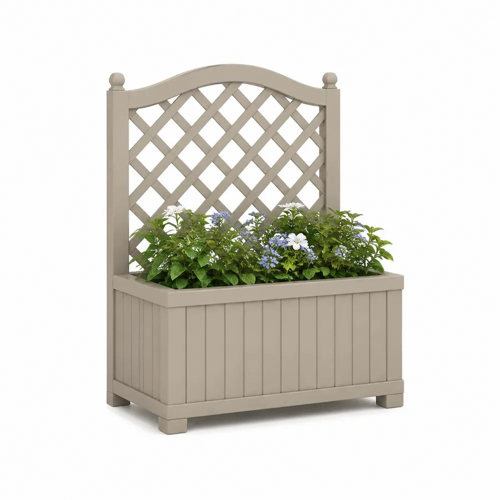 Pflanzkasten mit Rankgitter PP Kunststoff Beige 80 x 40 x 140 cm
