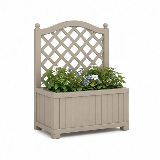 Pflanzkasten mit Rankgitter PP Kunststoff Beige 80 x 40 x 140 cm