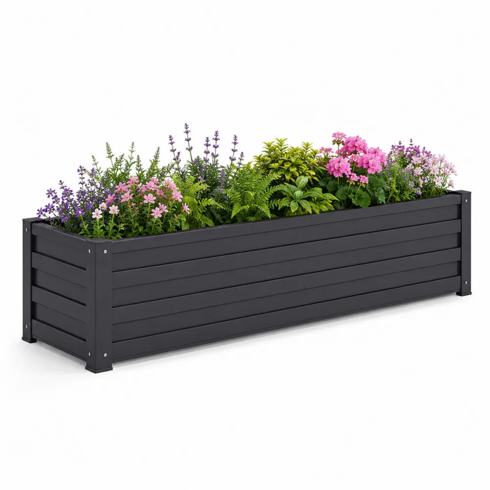 Hochbeet Pflanzkasten rechteckig 240 x 80 x 60 cm Stahl Anthrazit