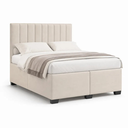 Polsterbett Doppelbett Stoffbezug Beige 160 x 200 cm