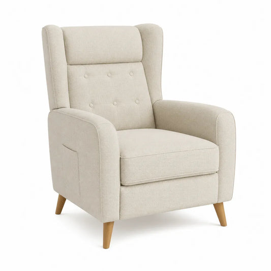 Polstersessel 85 x 85 x 95 cm Polyesterbezug mit Armlehnen Holzbeine Beige